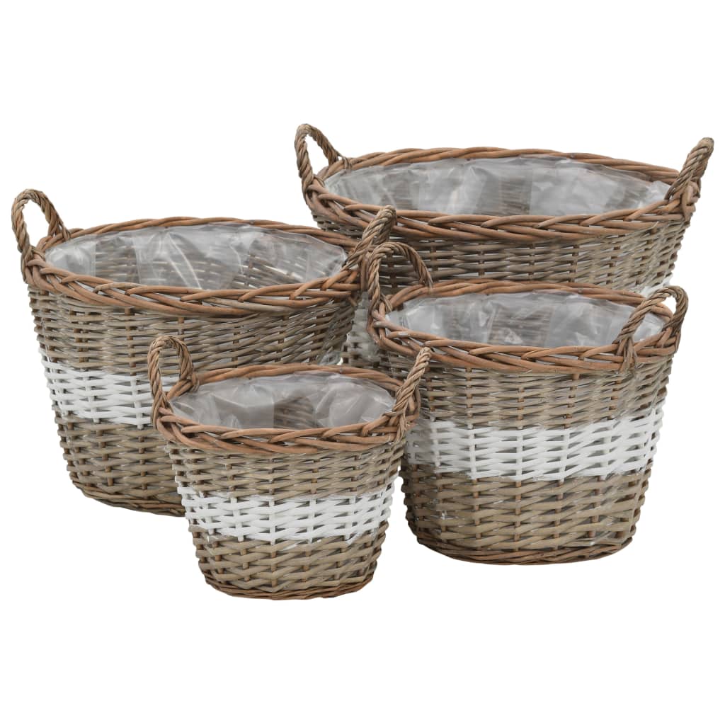 Vidaxl plantenbakken gebogen 4 st wicker met pe-voering