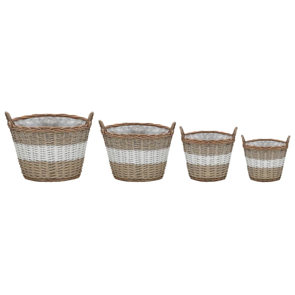 Vidaxl plantenbakken gebogen 4 st wicker met pe-voering