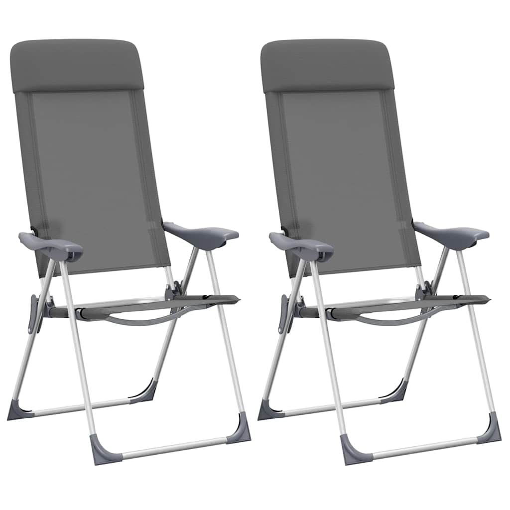Vidaxl campingstoelen 2 st inklapbaar aluminium grijs