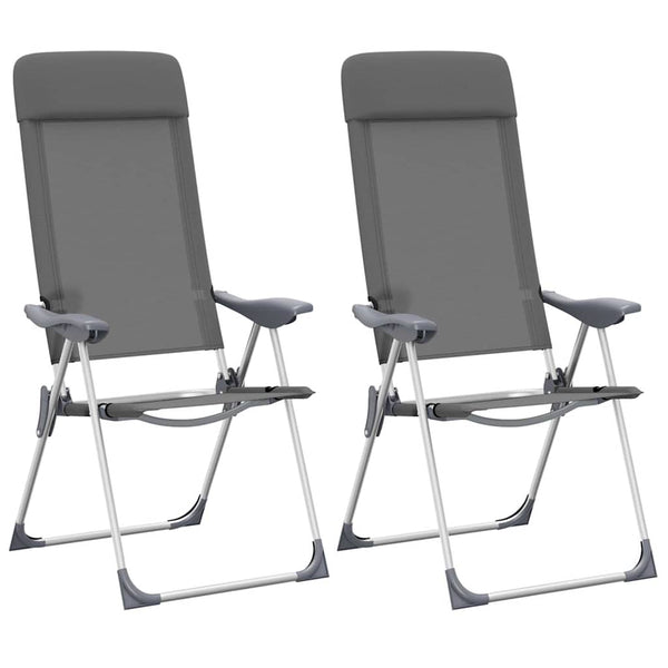 Vidaxl campingstoelen 2 st inklapbaar aluminium grijs