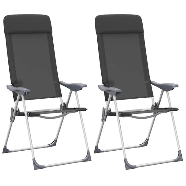 Vidaxl campingstoelen inklapbaar aluminium zwart 2 st