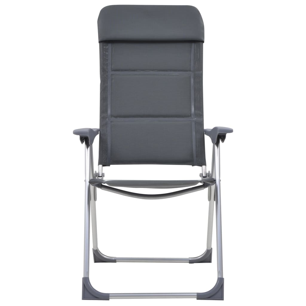 VidaXL Campingstoelen 58x69x111 cm aluminium grijs 2 st