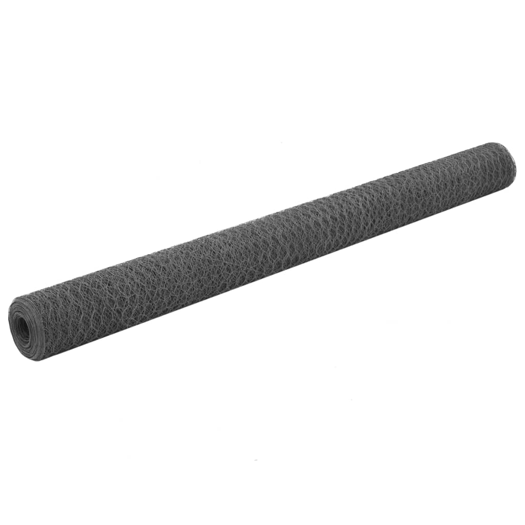 Vidaxl kippengaas 25x1,5m staal met pvc coating grijs