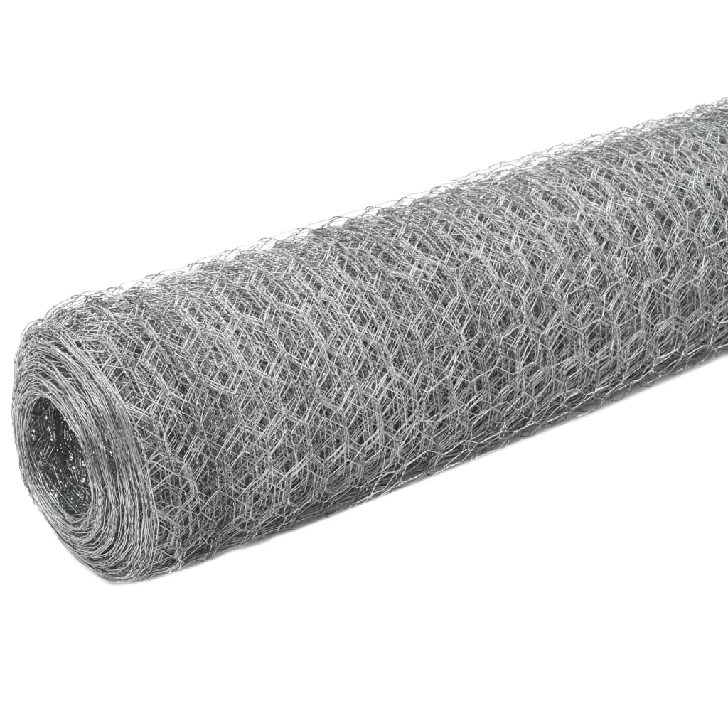 Vidaxl kippengaas 25x1,5m gegalvaniseerd staal zilverkleurig