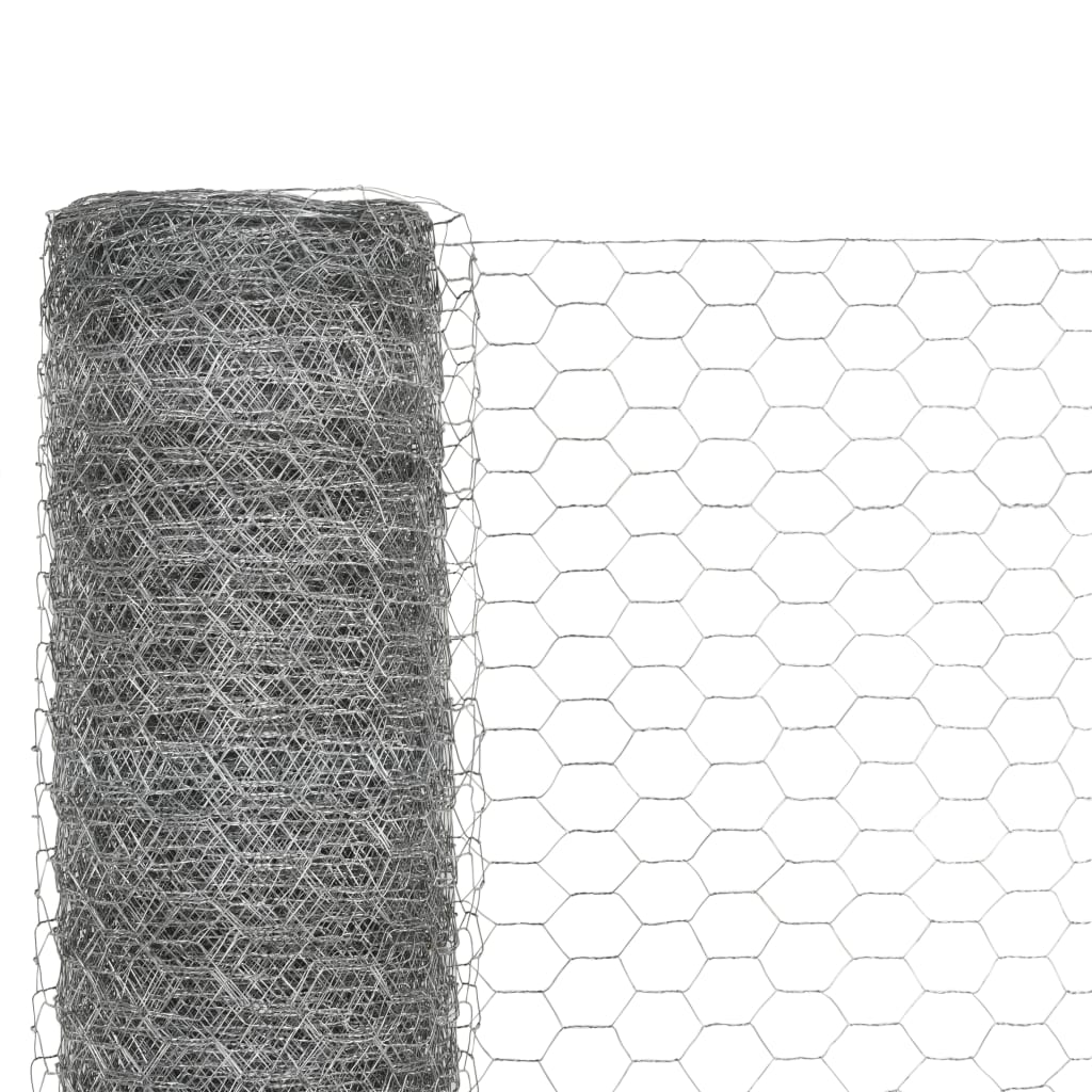 Vidaxl kippengaas 25x1,5m gegalvaniseerd staal zilverkleurig