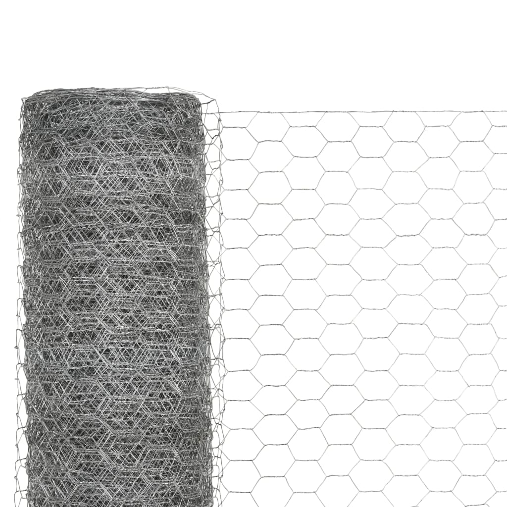 Vidaxl kippengaas 25x1,2m gegalvaniseerd staal zilverkleurig