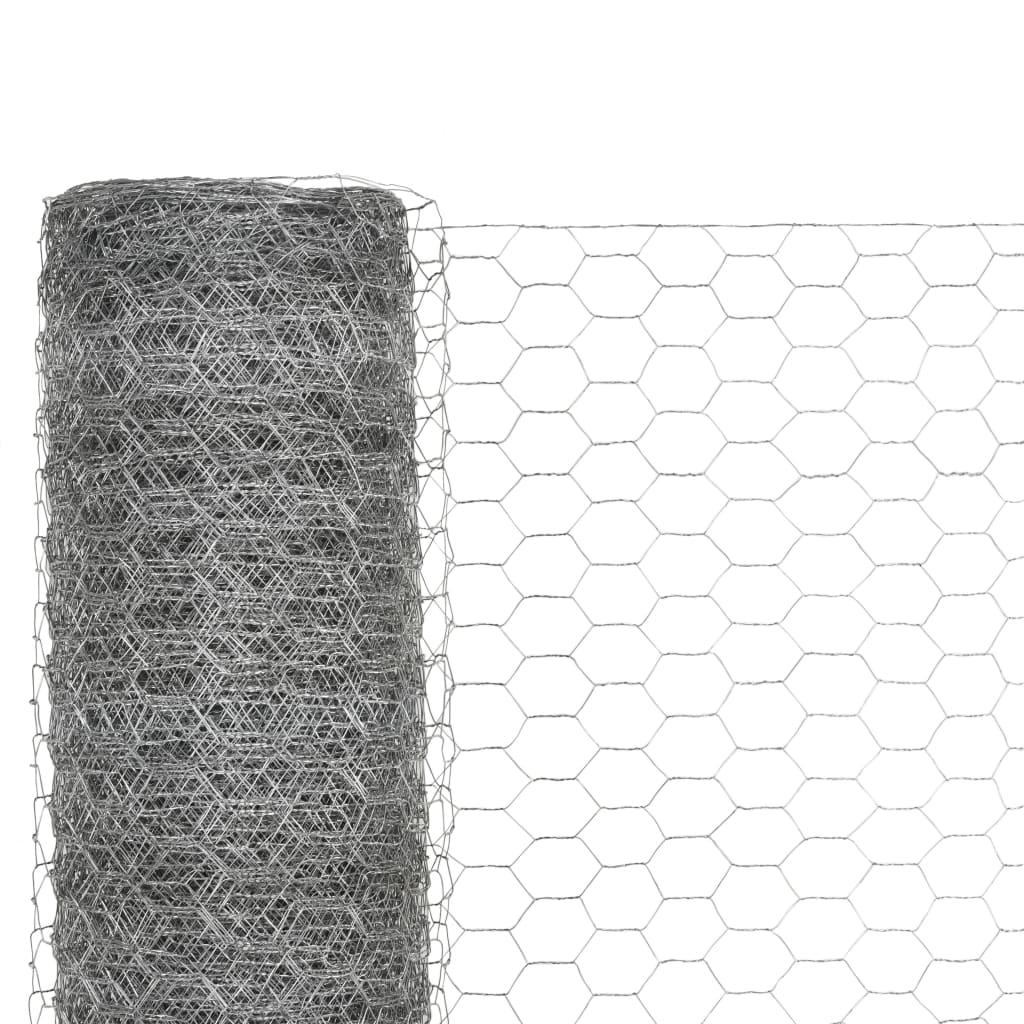 Vidaxl kippengaas 25x1,5m gegalvaniseerd staal zilverkleurig