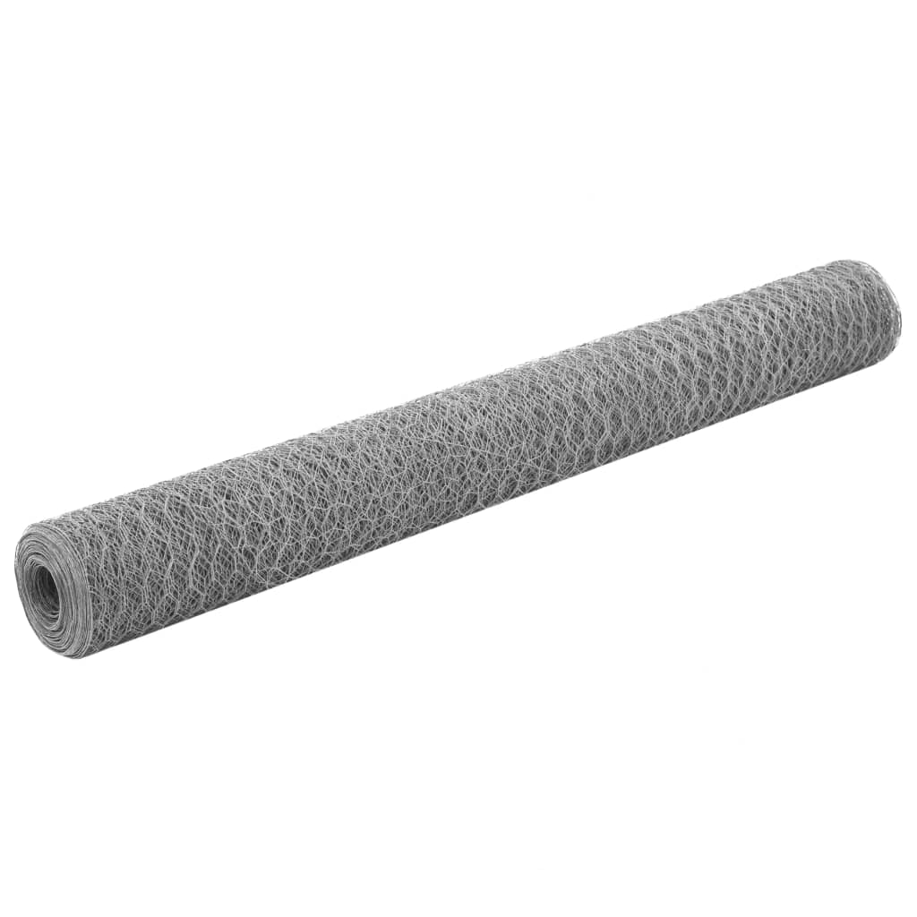 Vidaxl kippengaas 25x1,2m gegalvaniseerd staal zilverkleurig