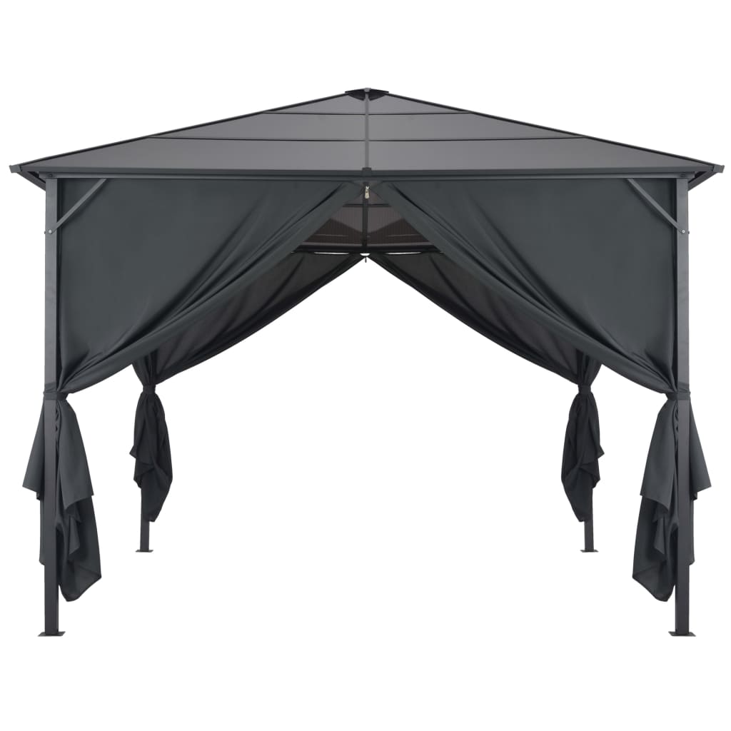 VidaXL Prieel met gordijn 3x3m aluminium zwart