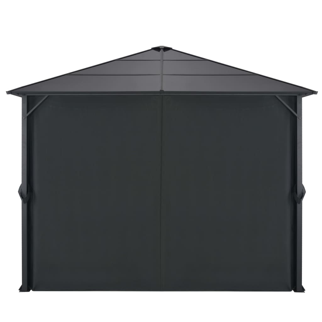 VidaXL Prieel met gordijn 3x3m aluminium zwart