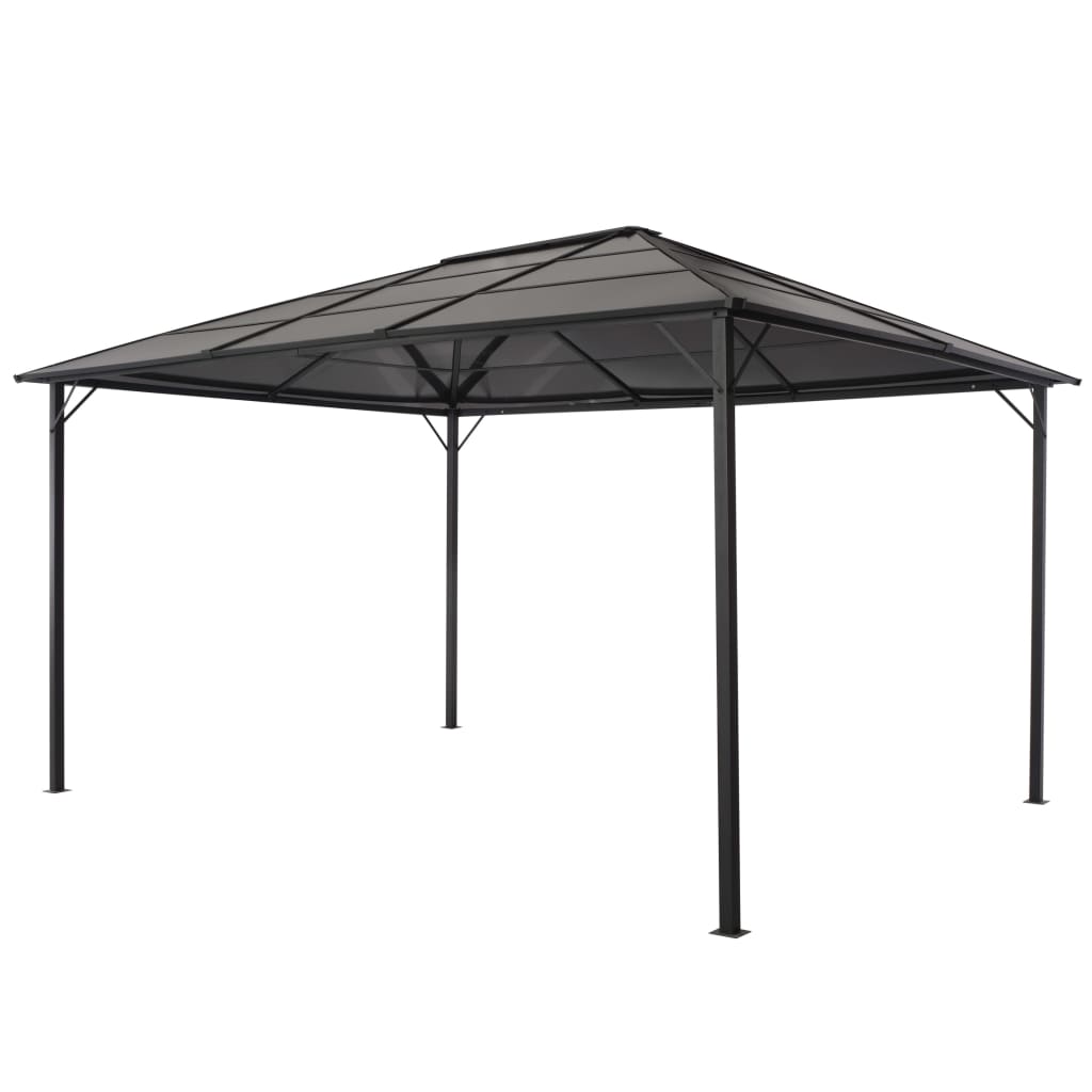 VidaXL Prieel met dak 4x3x2,6m aluminium zwart
