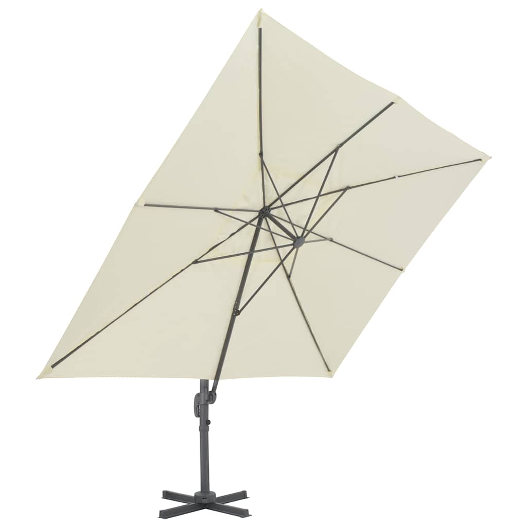 Vidaxl zwevende parasol met aluminium paal 400x300 cm zand