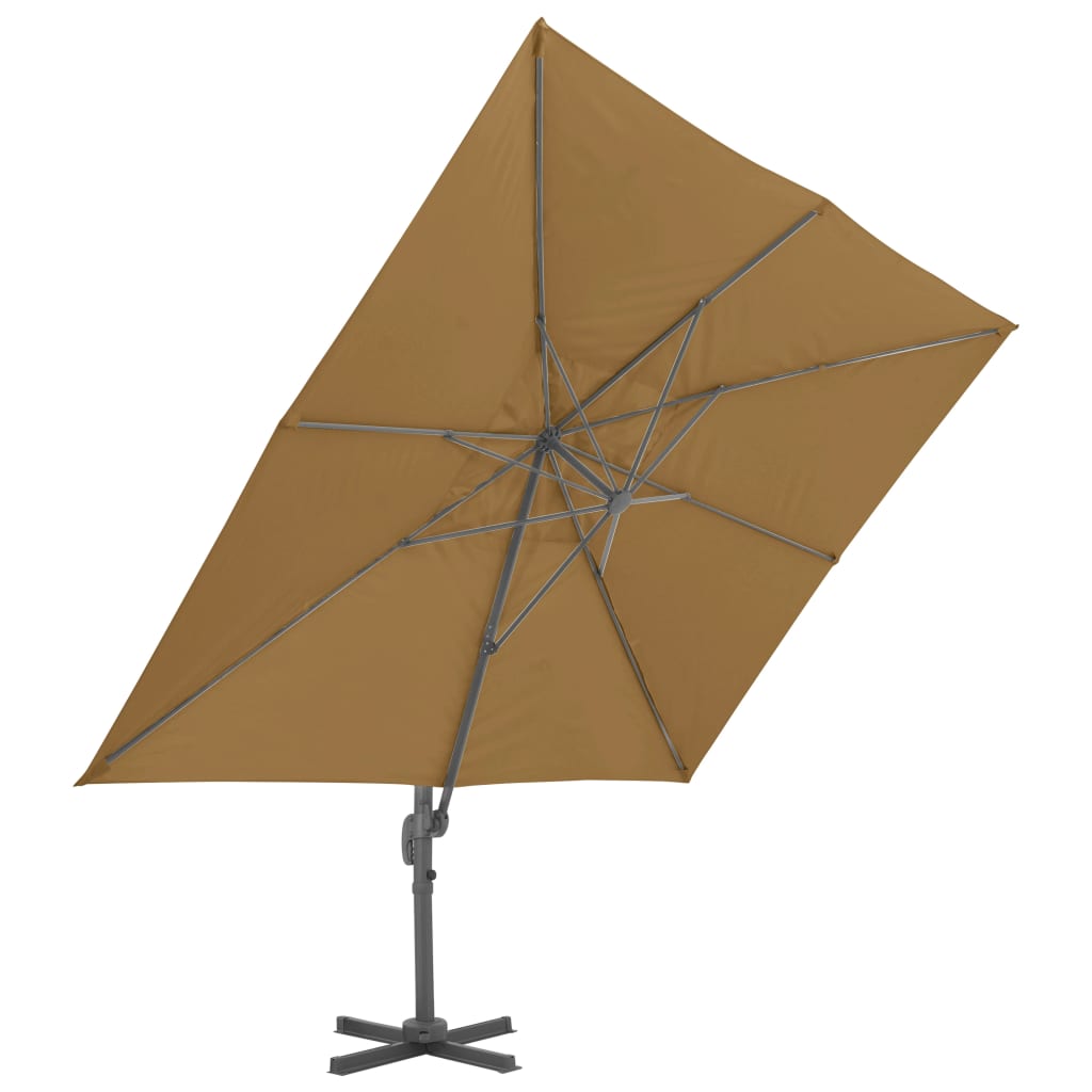 Vidaxl zwevende parasol met aluminium paal 400x300 cm taupe