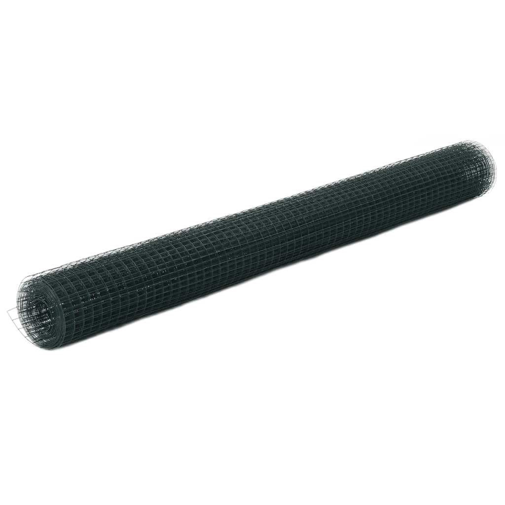 VidaXL Kippengaas 10x1,5m staal met PVC coating groen