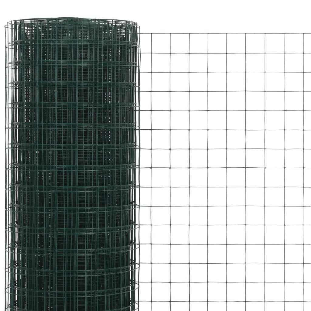 VidaXL Kippengaas 10x1,5m staal met PVC coating groen