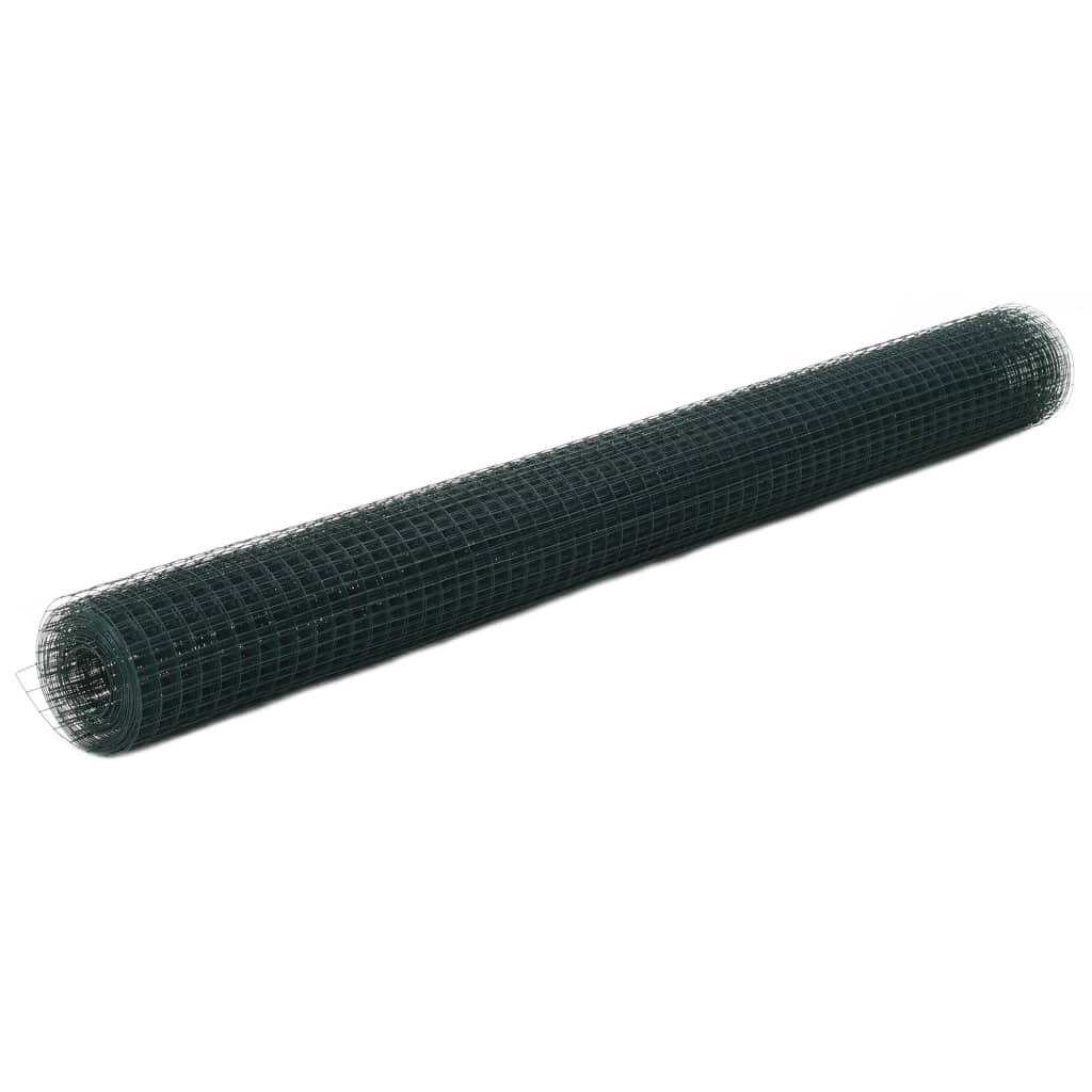 VidaXL Kippengaas 25x1,5m staal met PVC coating groen