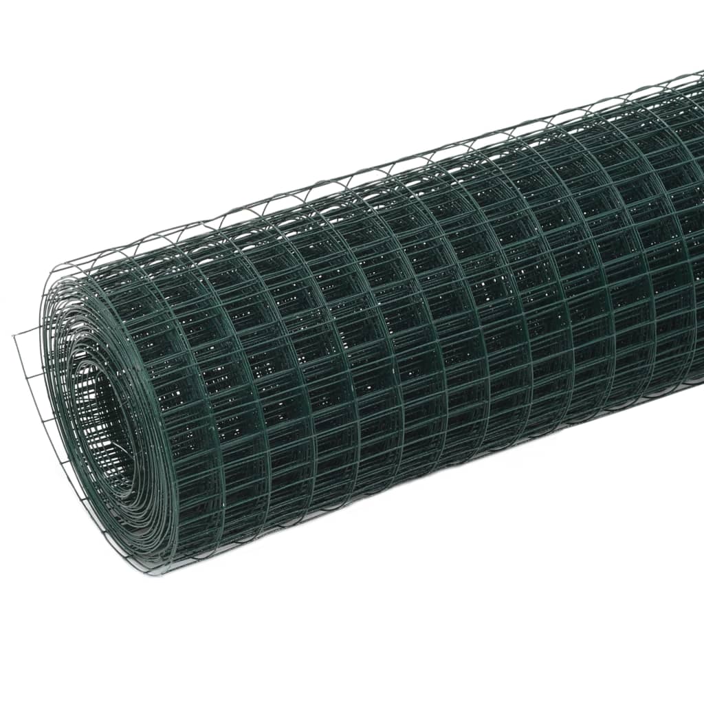 VidaXL Kippengaas 25x1,5m staal met PVC coating groen