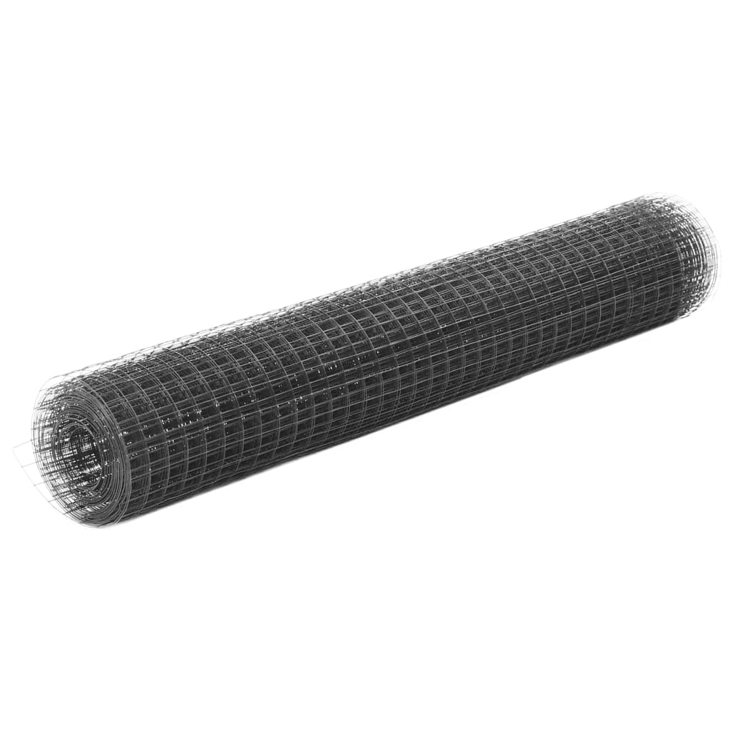 Vidaxl kippengaas 25x1m staal met pvc coating grijs