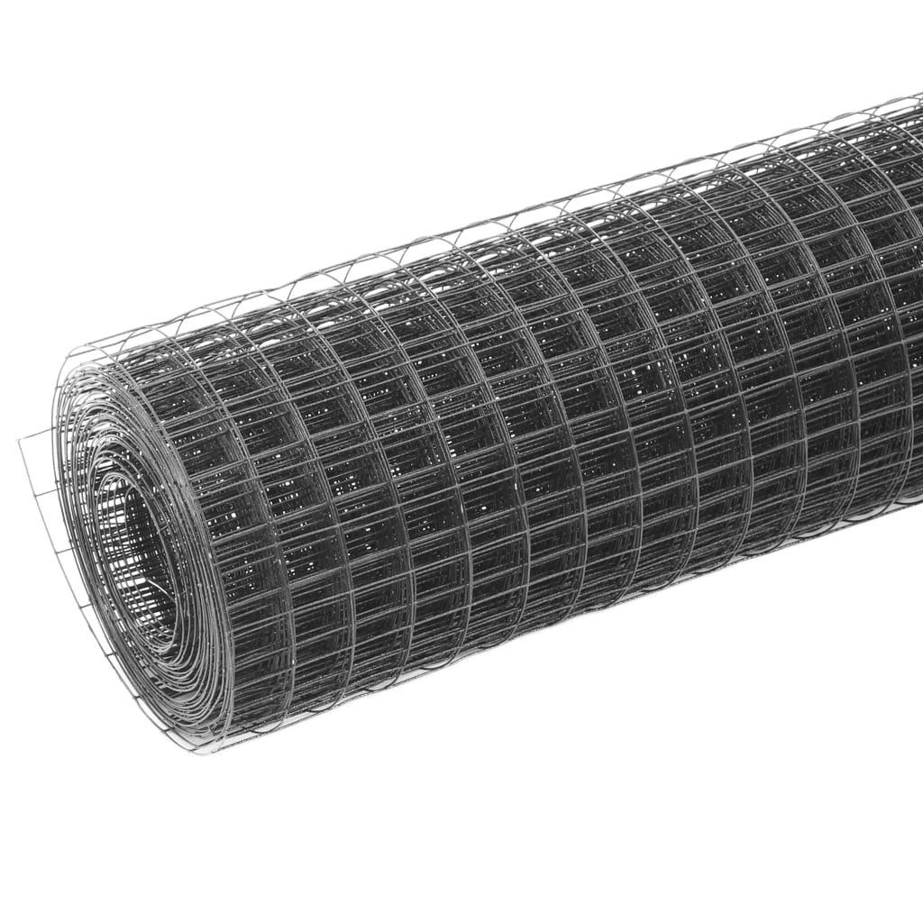 Vidaxl kippengaas 25x1,5m staal met pvc coating grijs