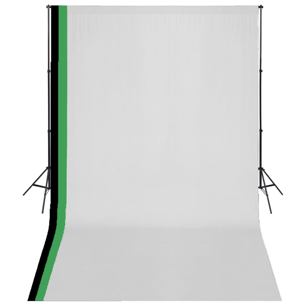 VidaXL Fotostudioset met 3 katoenen achtergronden en lijst 3x5m