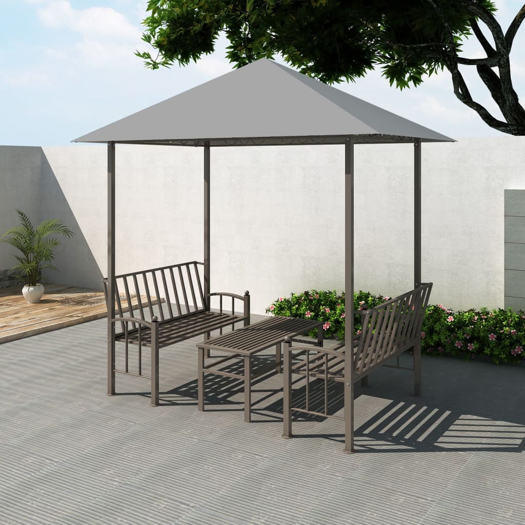 VidaXL Tuinpaviljoen met tafel en bankjes 2,5x1,5x2,4m antraciet