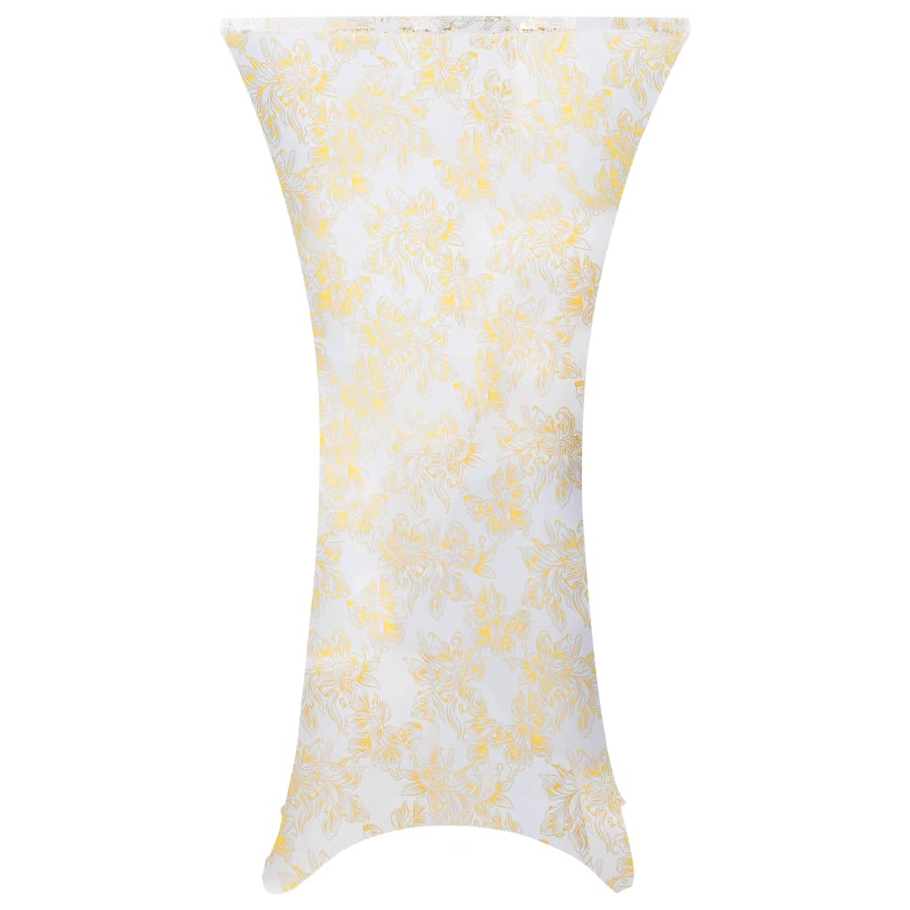VidaXL 2 st Tafelhoezen stretch 70 cm wit met gouden opdruk