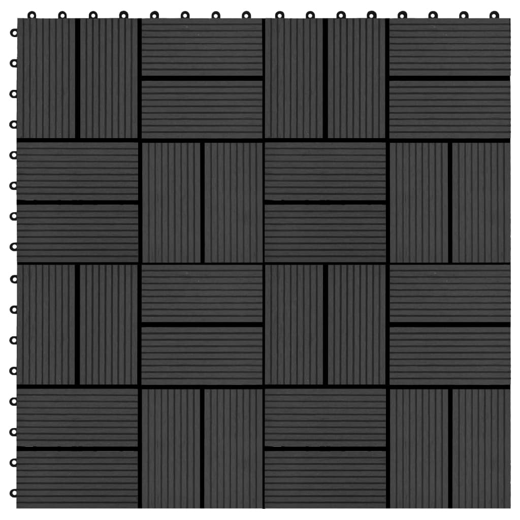 VidaXL Terrastegels 30x30 cm 1 m² HKC zwart 11 st