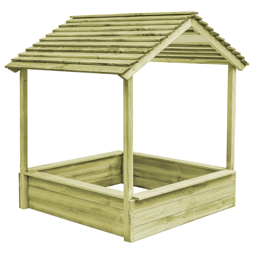 VidaXL Buitenspeelhuis met zandbak 128x120x145 cm groenhout
