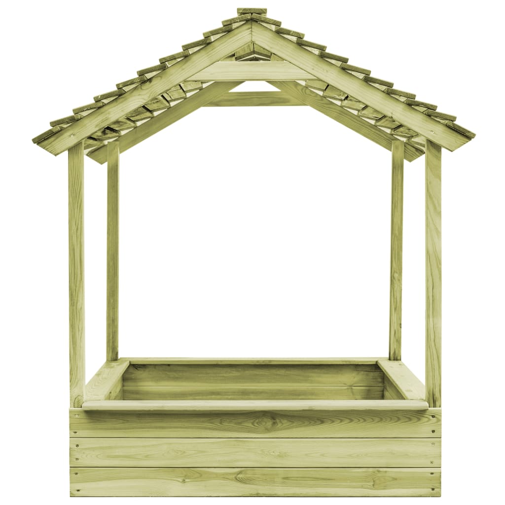 VidaXL Buitenspeelhuis met zandbak 128x120x145 cm groenhout