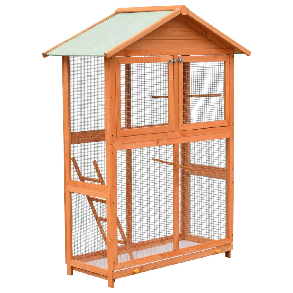 Vidaxl vogelkooi 125,5x59,5x164 cm massief groen- en vurenhout
