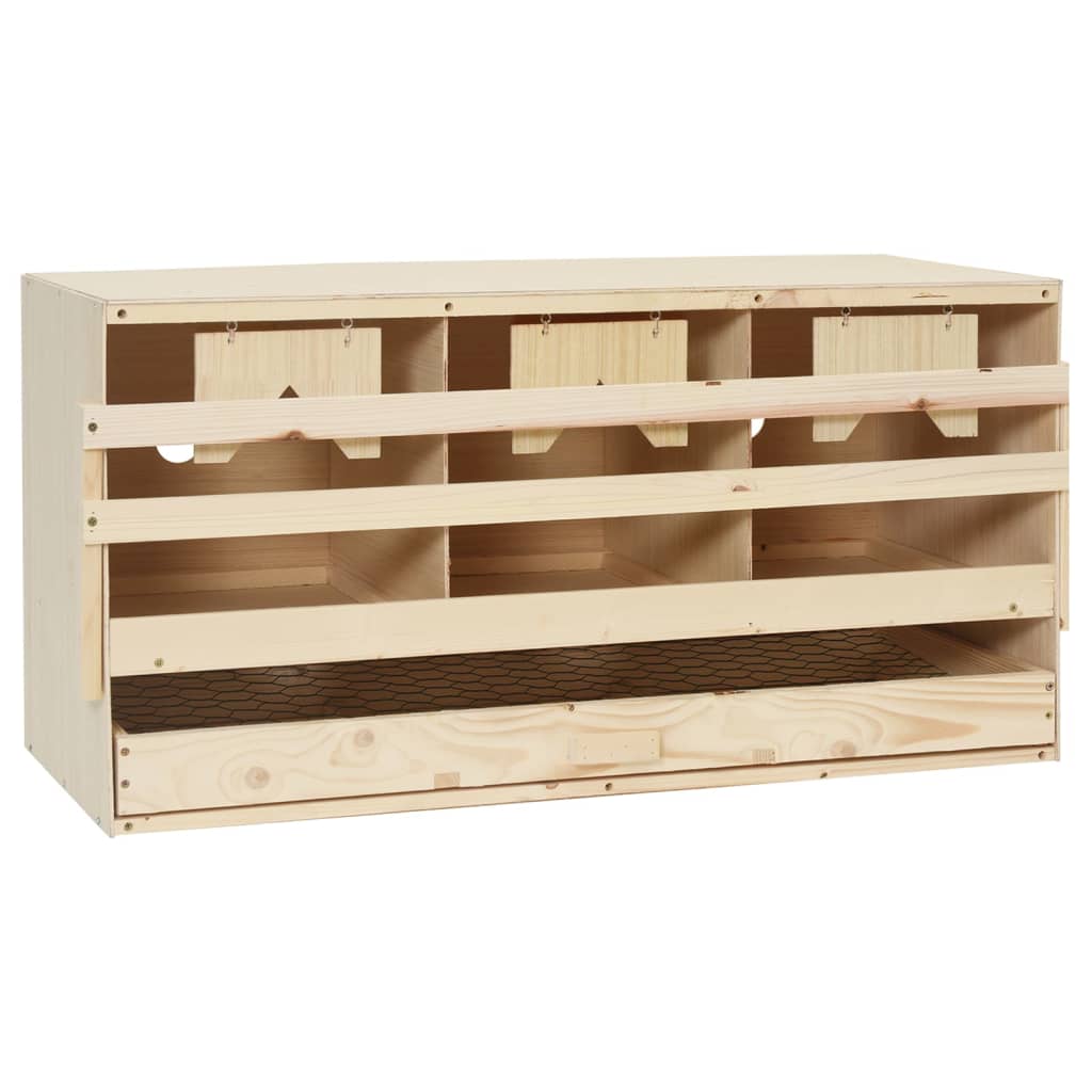 Vidaxl kippenlegkast 3 compartimenten 72x33x38 cm massief groenenhout
