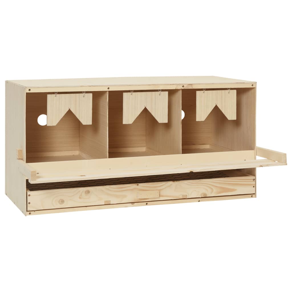 Vidaxl kippenlegkast 3 compartimenten 72x33x38 cm massief groenenhout