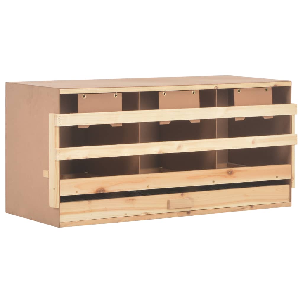 Vidaxl kippenlegkast 3 compartimenten 96x40x45 cm massief groenenhout