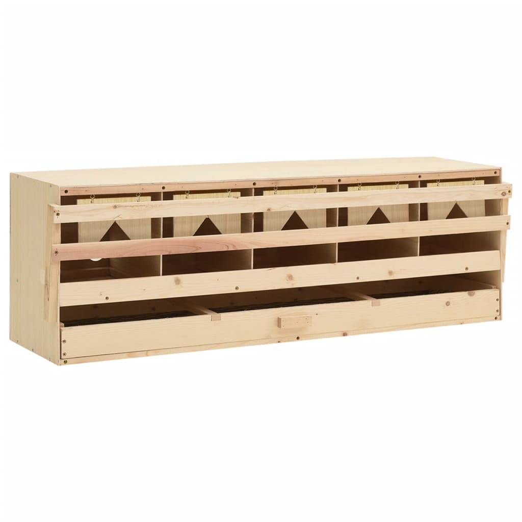 Vidaxl kippenlegkast 5 compartimenten 117x33x38 cm massief groenenhout