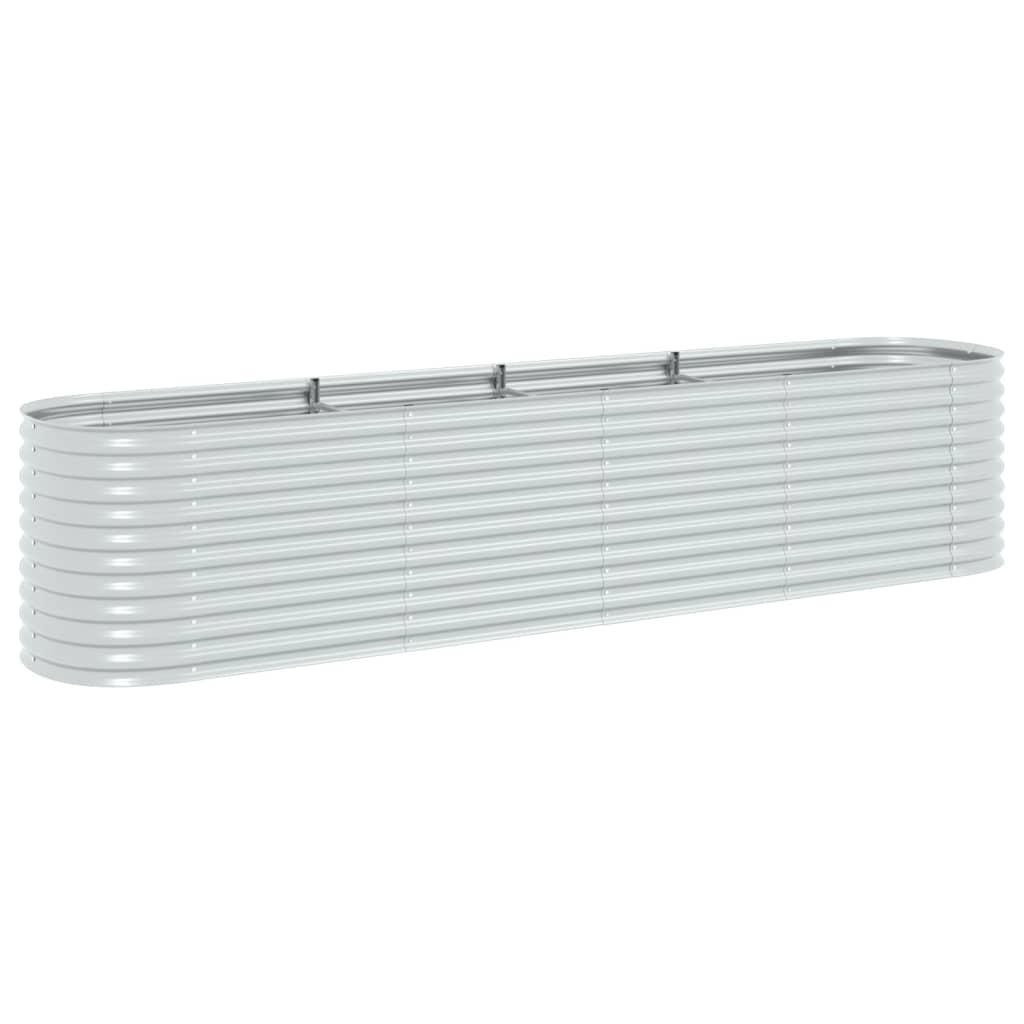 VidaXL Plantenbak geschat 400x80x81 cm gegalvaniseerd staal zilver