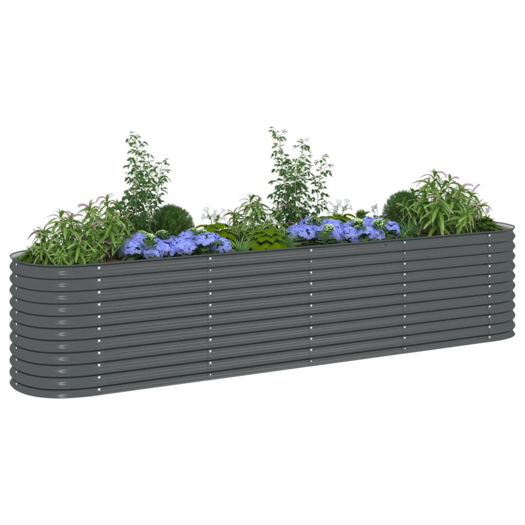 VidaXL Plantenbak vergroot 400x80x81 cm gegalvaniseerd staal grijs