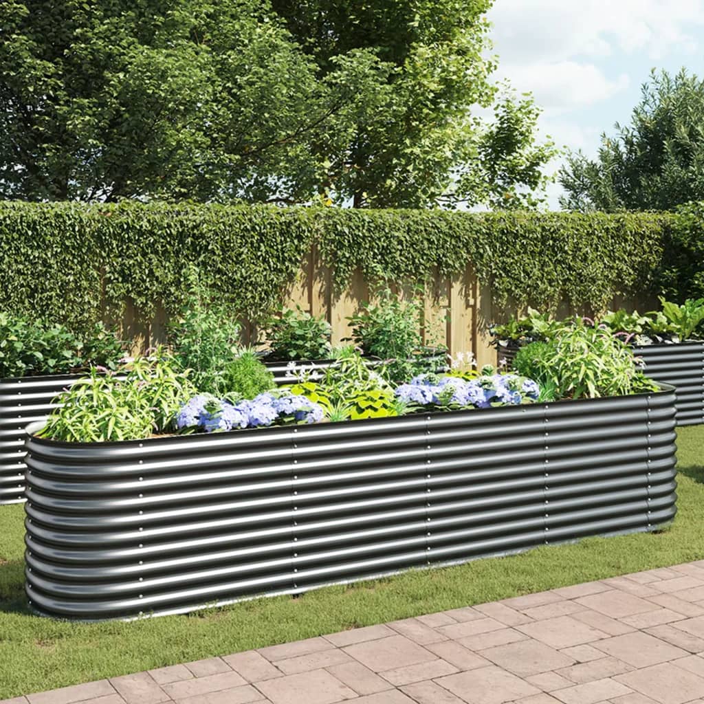 VidaXL Plantenbak vergroot 400x80x81 cm gegalvaniseerd staal grijs