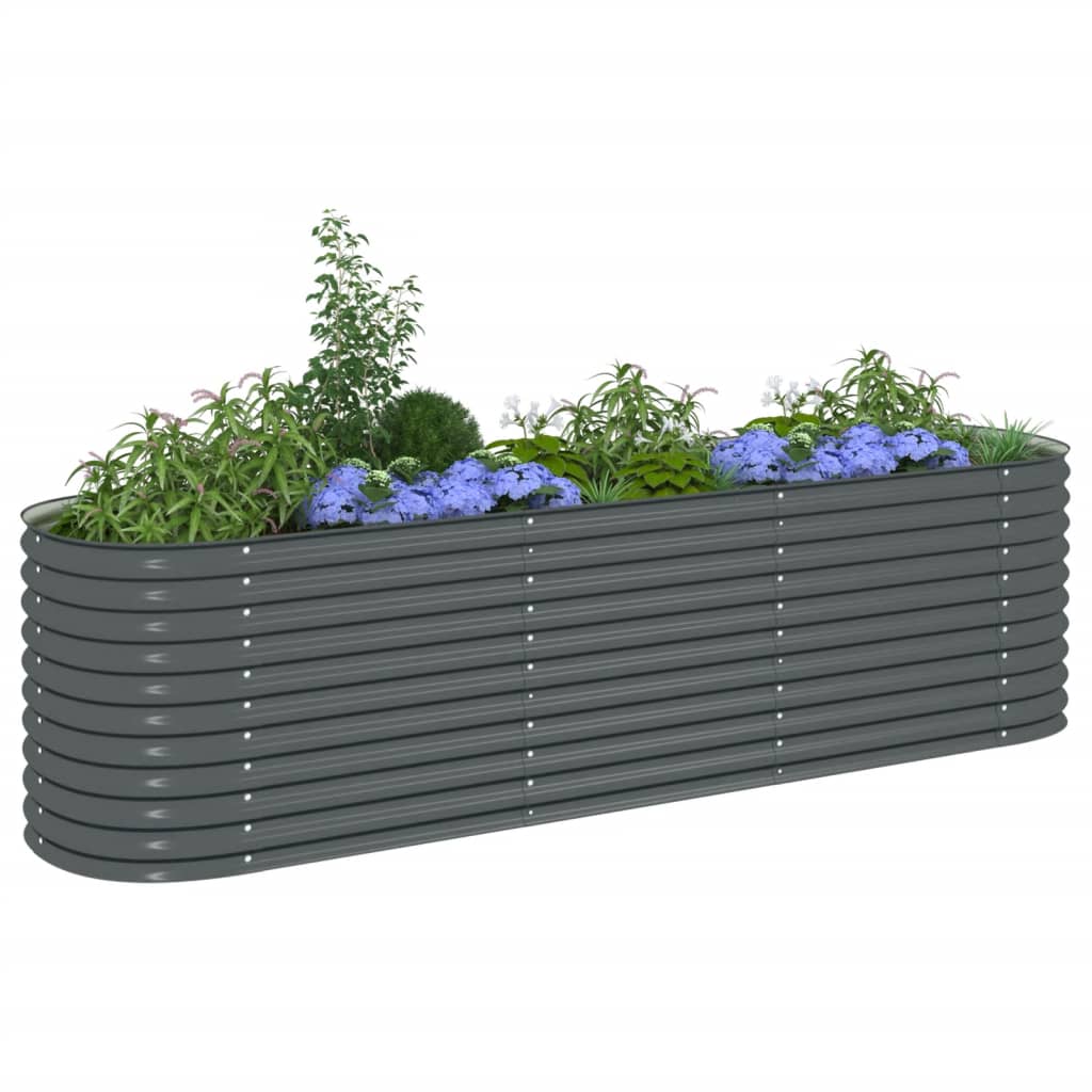 VidaXL Plantenbak vergroot 320x80x81 cm gegalvaniseerd staal grijs