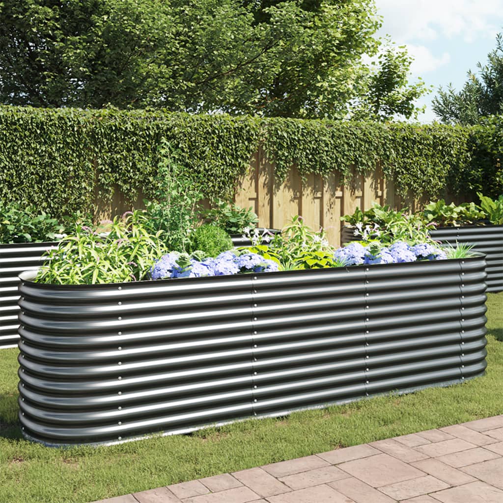 VidaXL Plantenbak vergroot 320x80x81 cm gegalvaniseerd staal grijs
