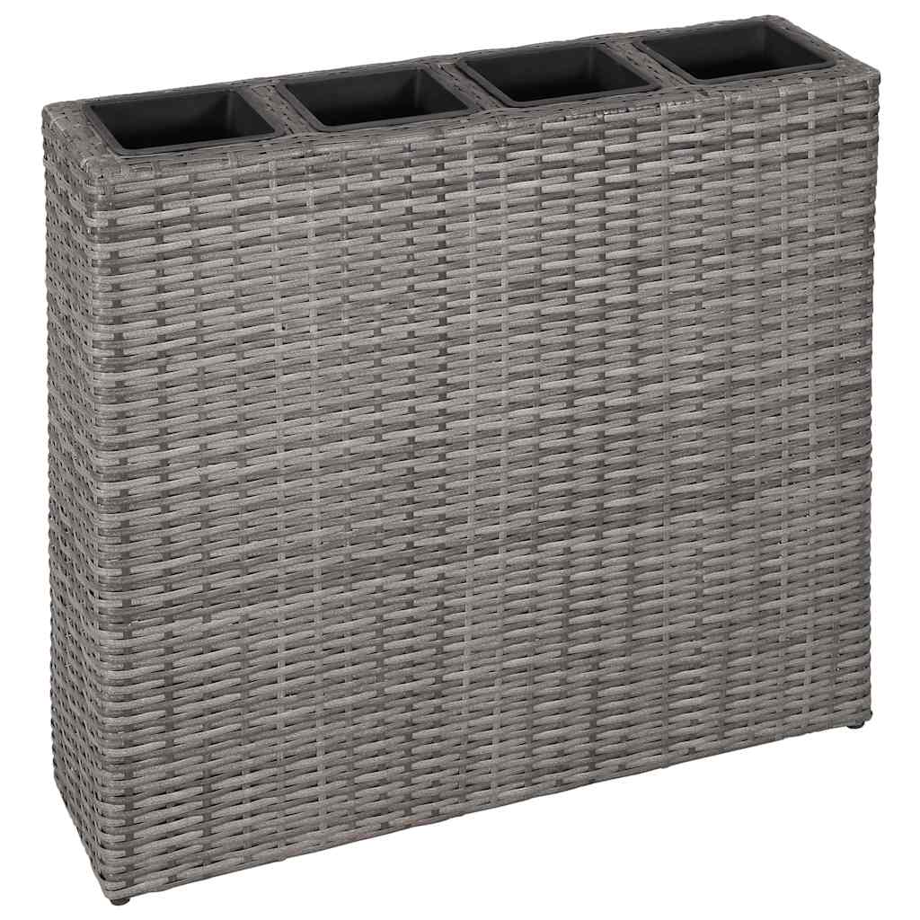 VidaXL Plantenbak bedacht met 4 potten poly rattan grijs