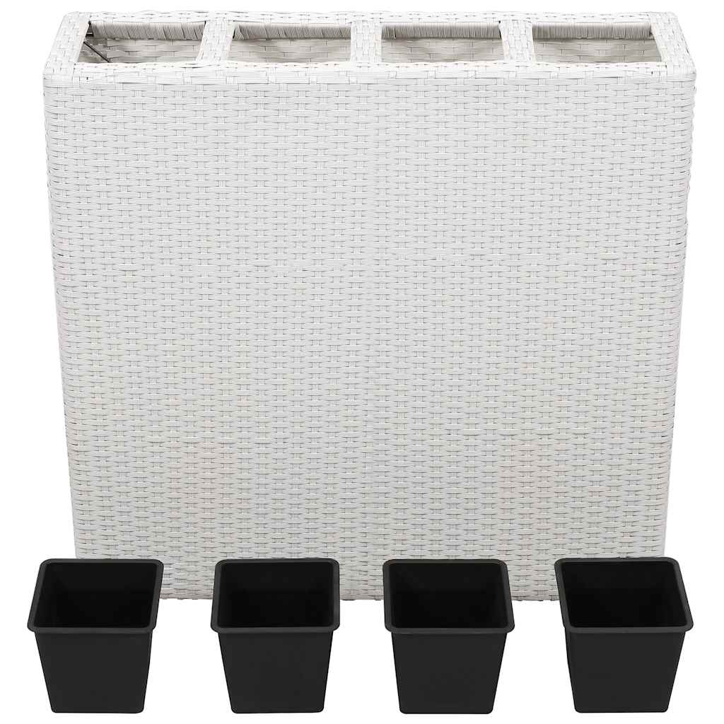 Vidaxl plantenbak verhoogd met 4 potten poly rotan wit
