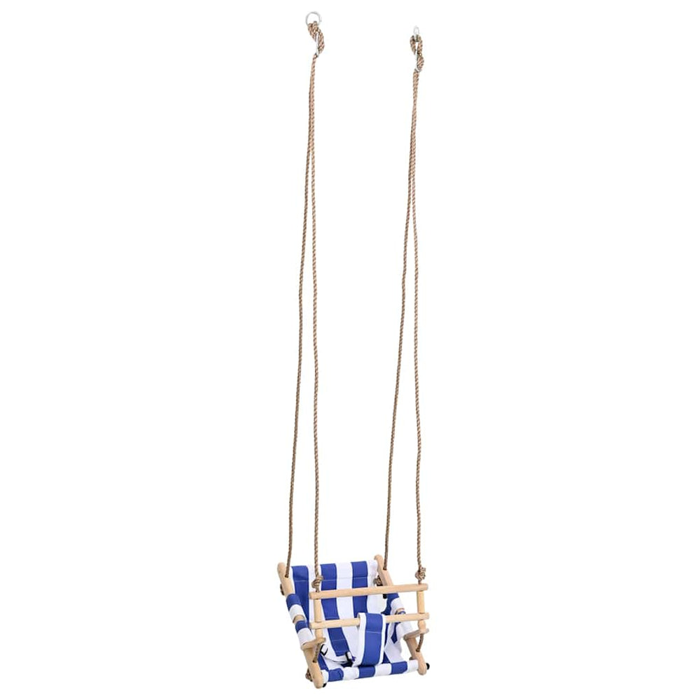Vidaxl babyschommel met veiligheidsgordel katoen hout blauw