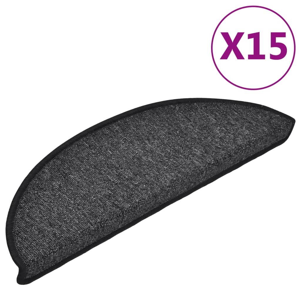 Vidaxl trapmatten 15 st 56x17x3 cm antraciet halfrond
