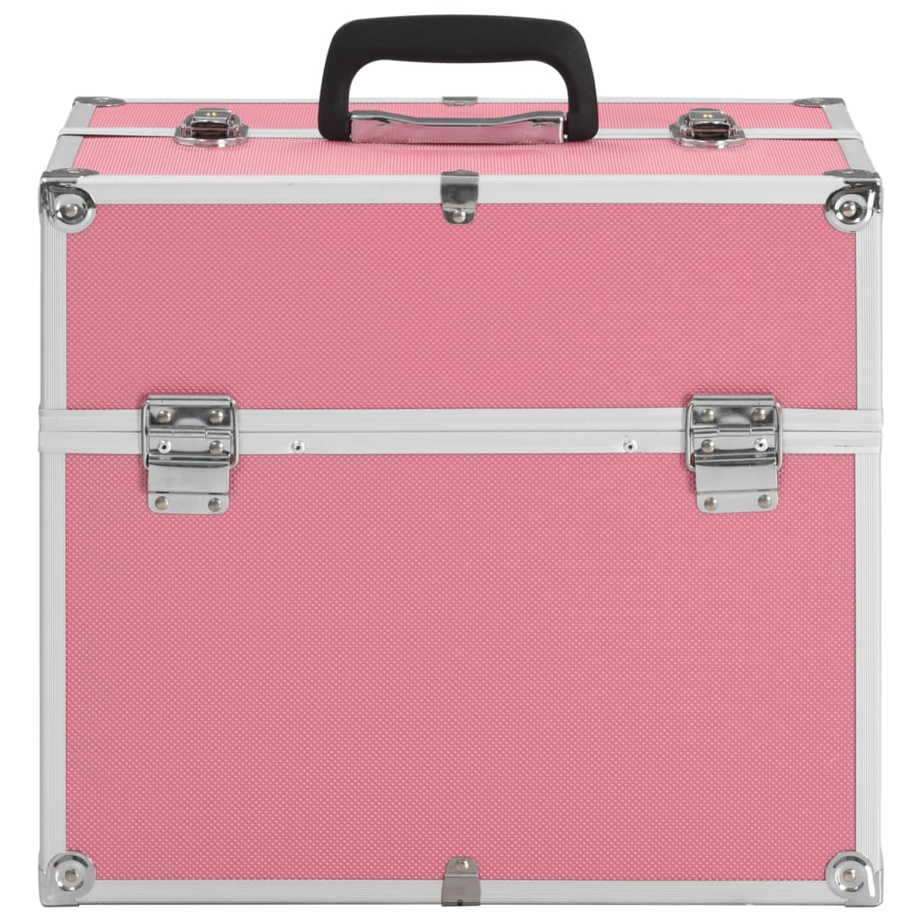 Vidaxl make-up koffer 38x23x34 cm aluminium roze