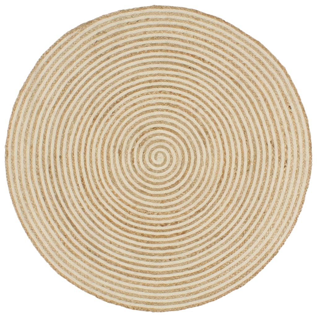 Vidaxl vloerkleed handgemaakt met spiraalontwerp 150 cm jute wit
