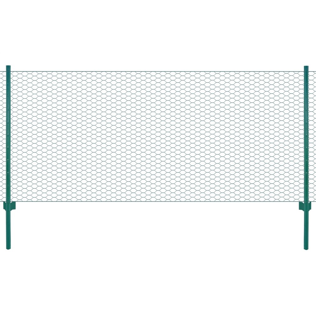 Vidaxl draadgaashek met palen 25x1m staal groen