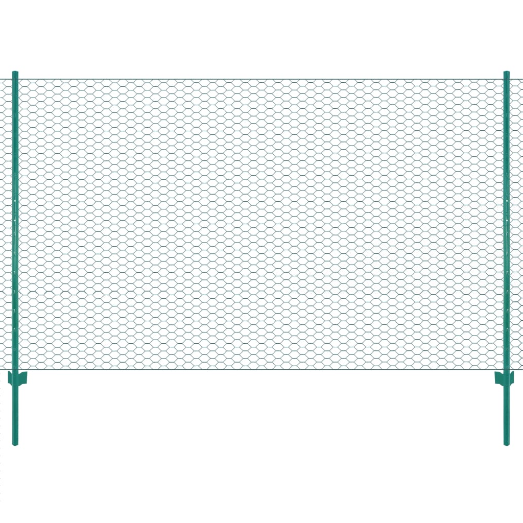 VidaXL Draadgaashek met palen 25x2m staal groen