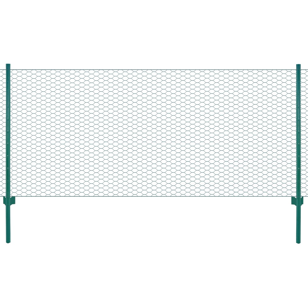 Vidaxl draadgaashek met palen 25x1m staal groen