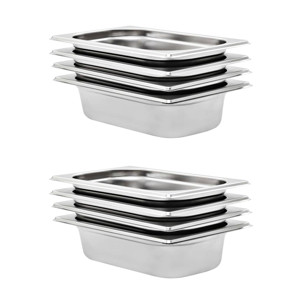 Vidaxl gastronormbakken 8 st gn 1 4 65 mm roestvrij staal