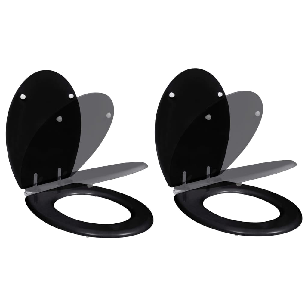 VidaXL Toiletbril met softclosedeksel 2 st MDF zwart